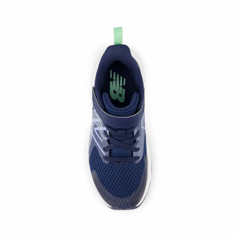 Rave Run v2 Bungee Lace with Top Strap - NB Navy with Electric Sky and Sweetgrass - Little Kids New Balance lifestyle shoes
