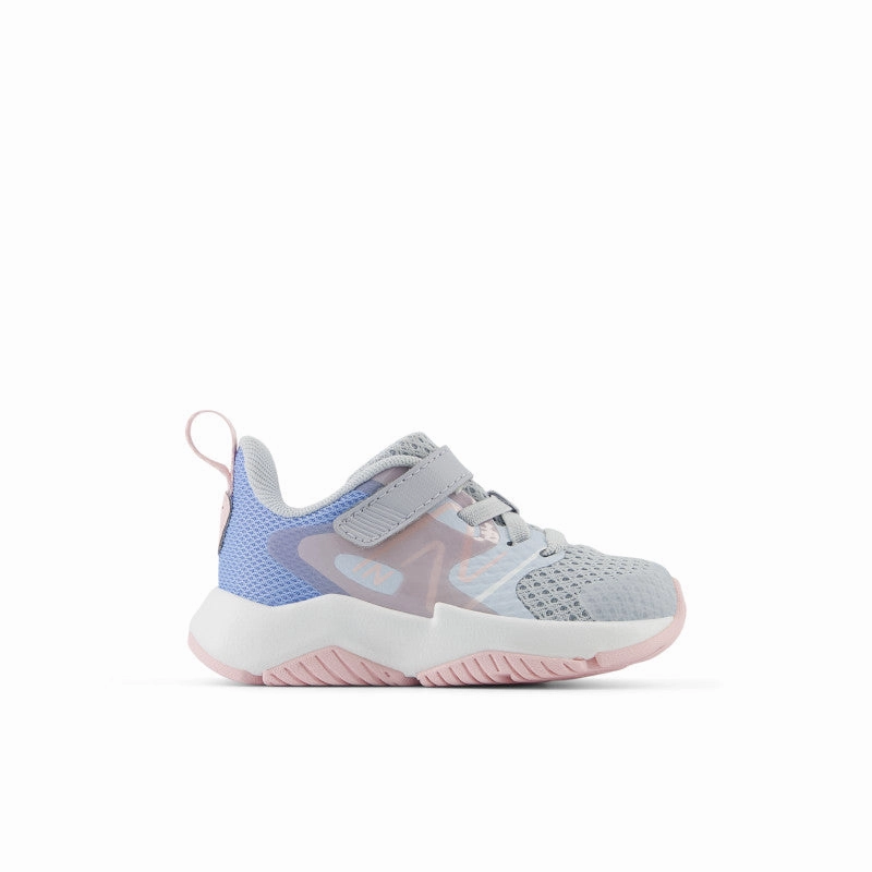 Rave Run v2 Bungee Lace with Top Strap -Bright Sky with Granite and Rose Sugar - Toddlers New Balance lifestyle shoes