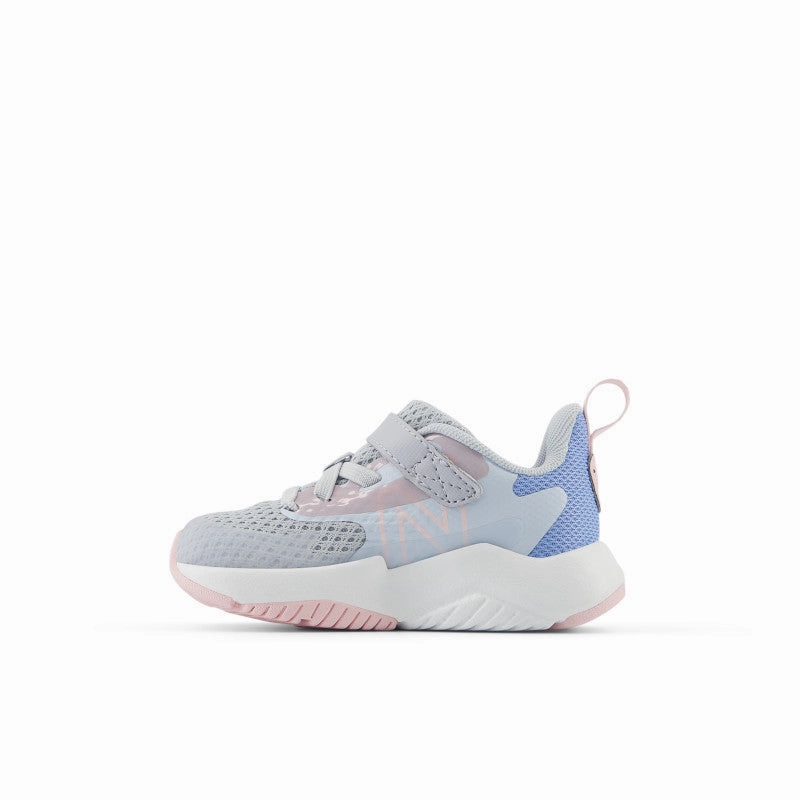 Rave Run v2 Bungee Lace with Top Strap -Bright Sky with Granite and Rose Sugar - Toddlers New Balance lifestyle shoes