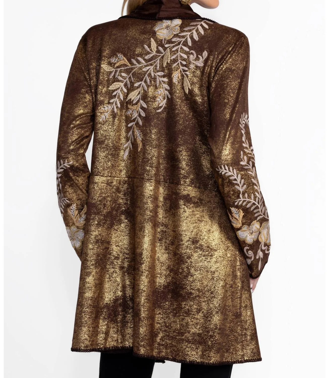 Rilian Biya A-Line Metallic Sweater In Chocolate Gold Foil