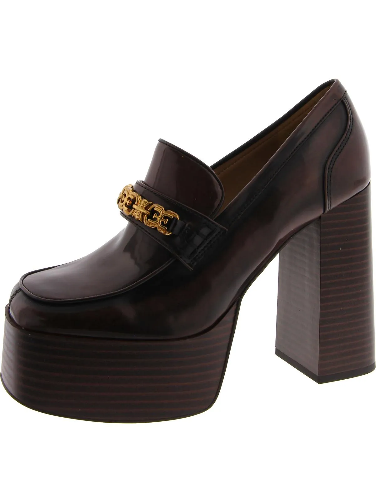 Rowe Womens Faux Leather Slip-On Platform Heels