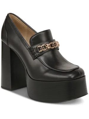 Rowe Womens Faux Leather Slip-On Platform Heels