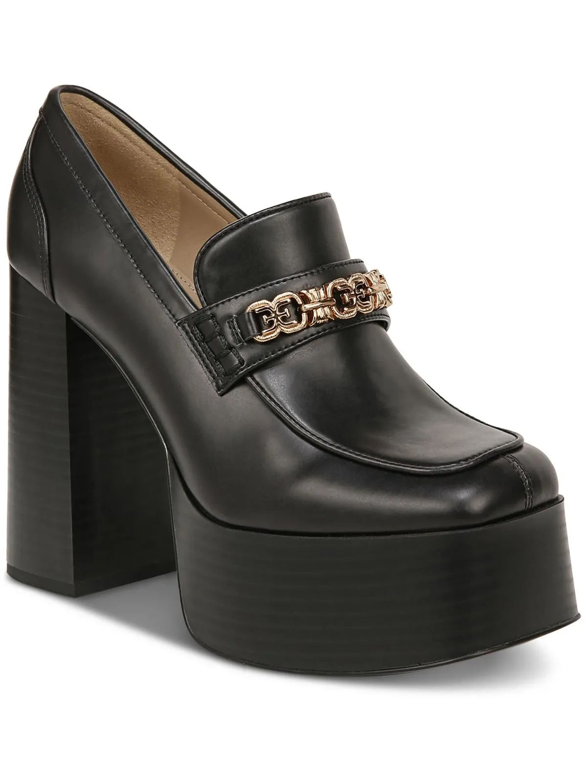 Rowe Womens Faux Leather Slip-On Platform Heels