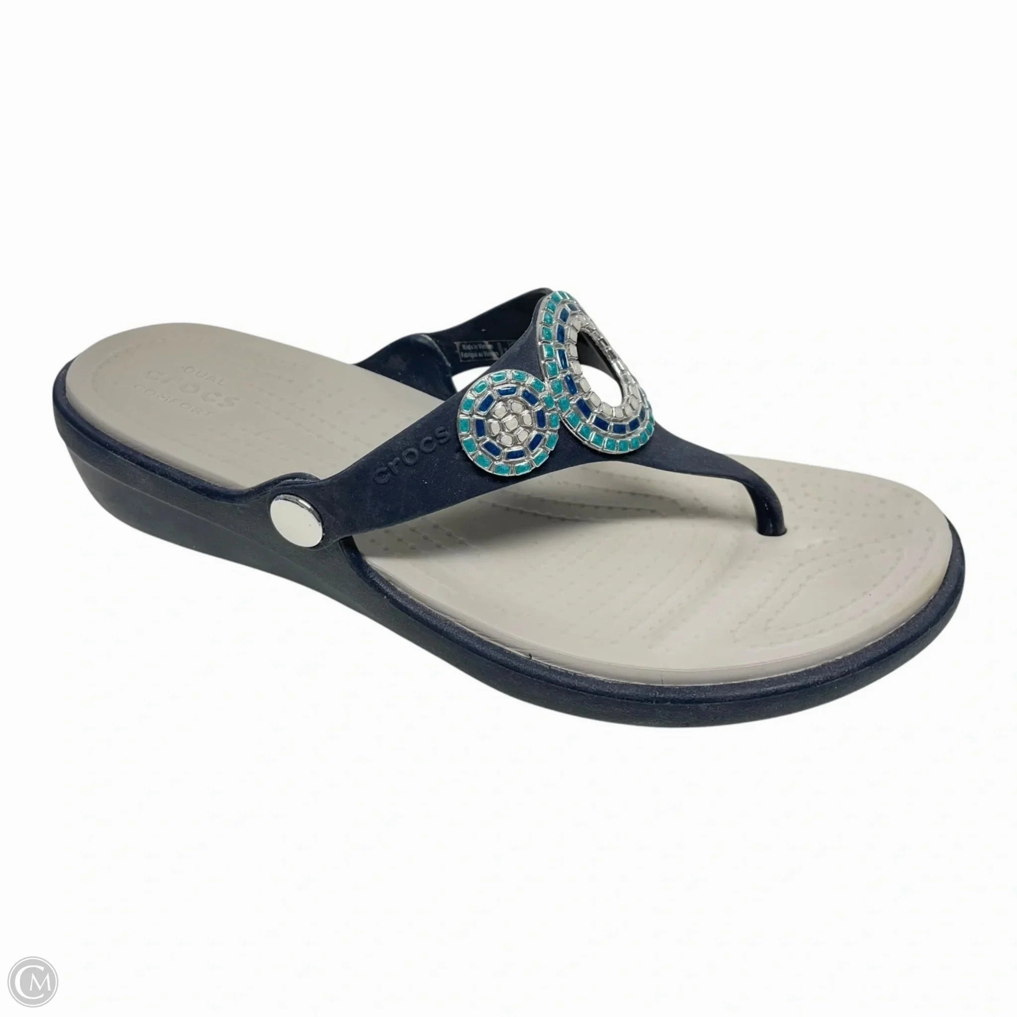Sandals Flats By Crocs In Blue & Grey, Size: 9 Crocs clogs with lightweight comfort