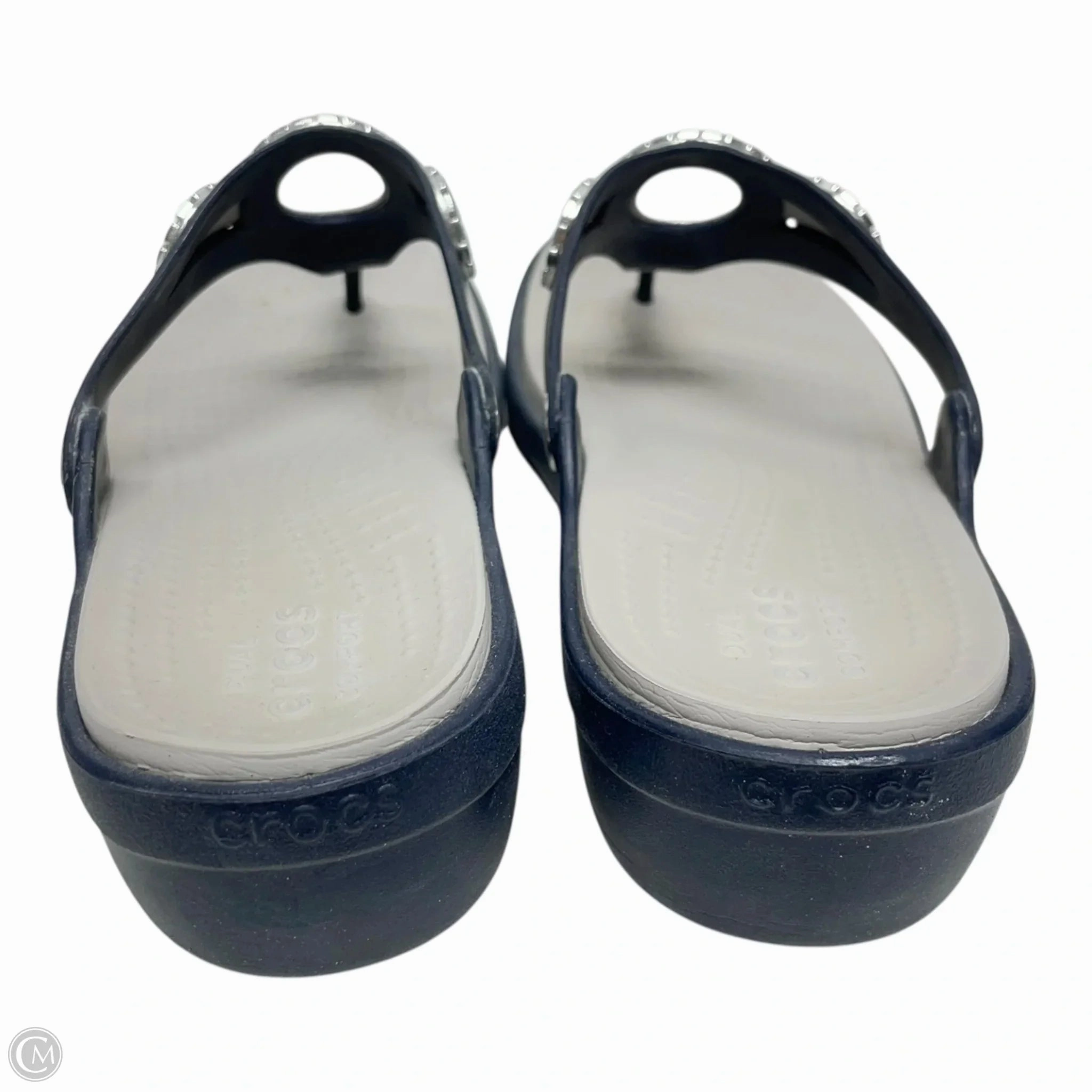 Sandals Flats By Crocs In Blue & Grey, Size: 9 Lightweight Clogs