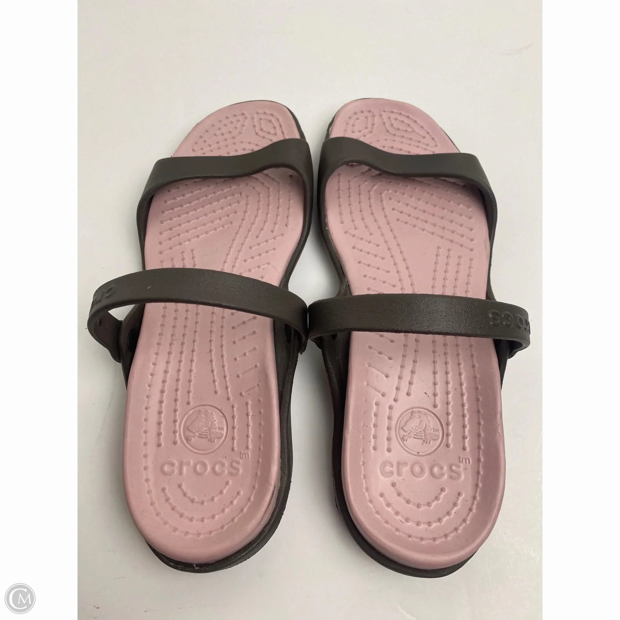 Sandals Flats By Crocs In Brown, Size: 10 Lightweight Clogs