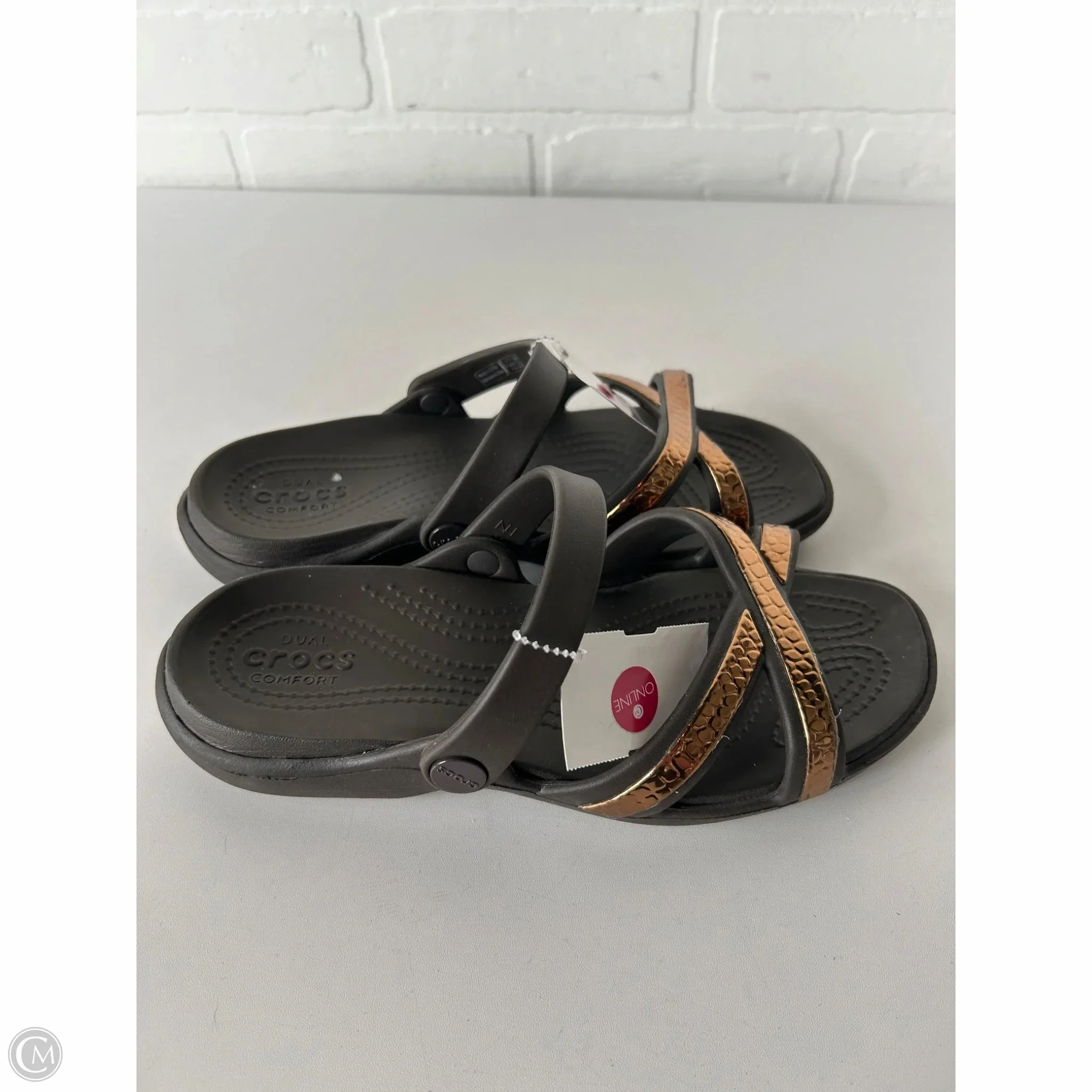 Sandals Flats By Crocs In Brown, Size: 7 Lightweight Clogs