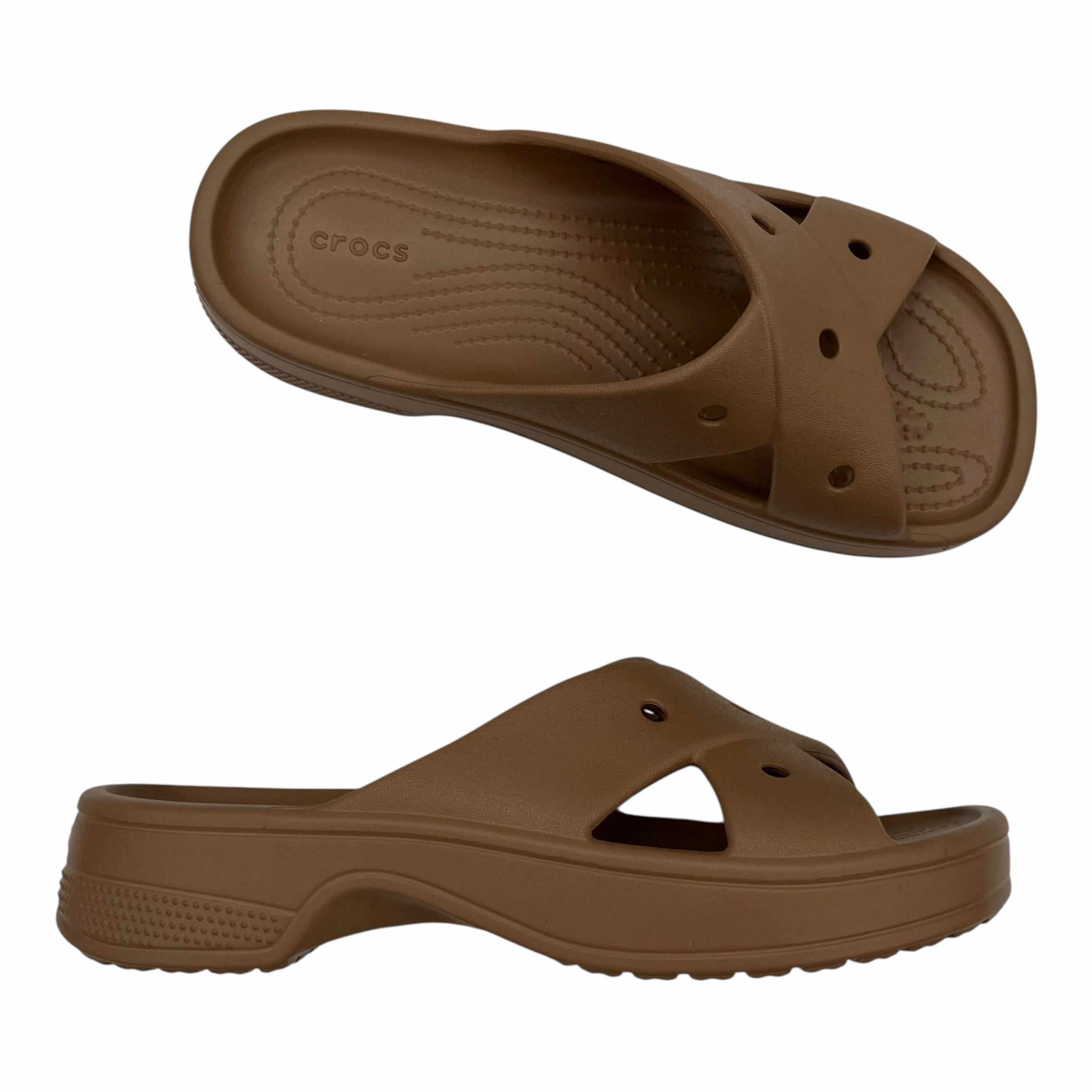 Sandals Flats By Crocs In Brown, Size:7 Lightweight Clogs