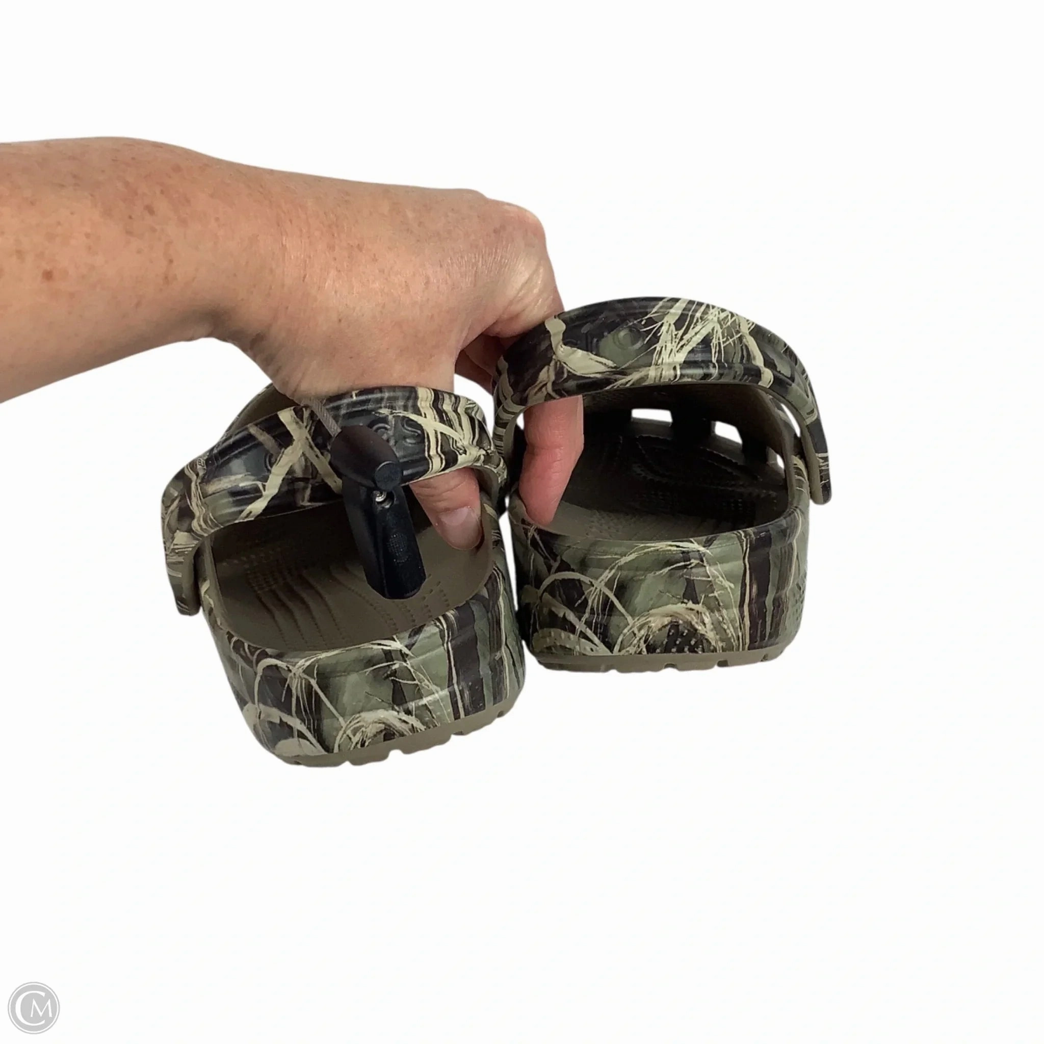 Sandals Flats By Crocs In Camouflage Print, Size: 10 Lightweight Clogs