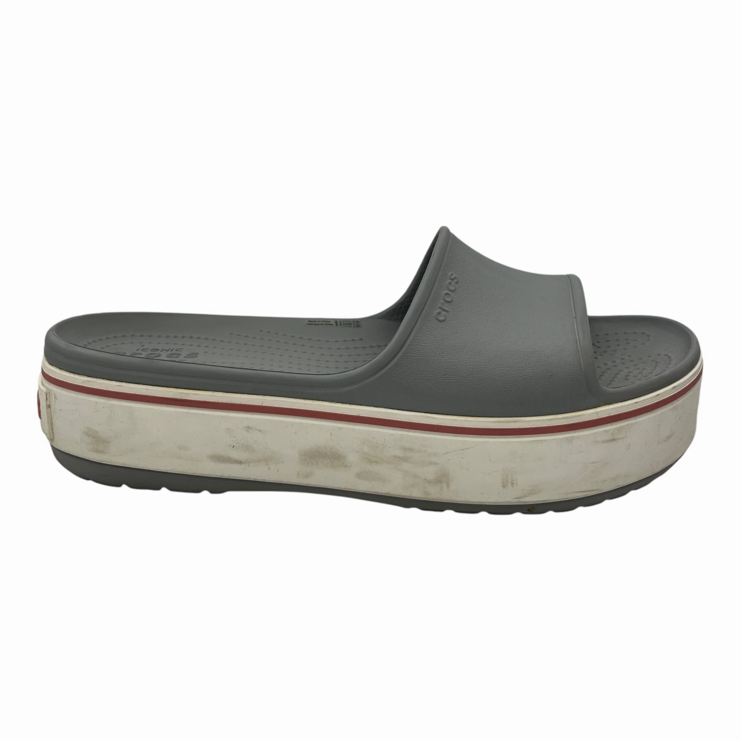 Sandals Flats By Crocs In Grey, Size:10 Lightweight Clogs