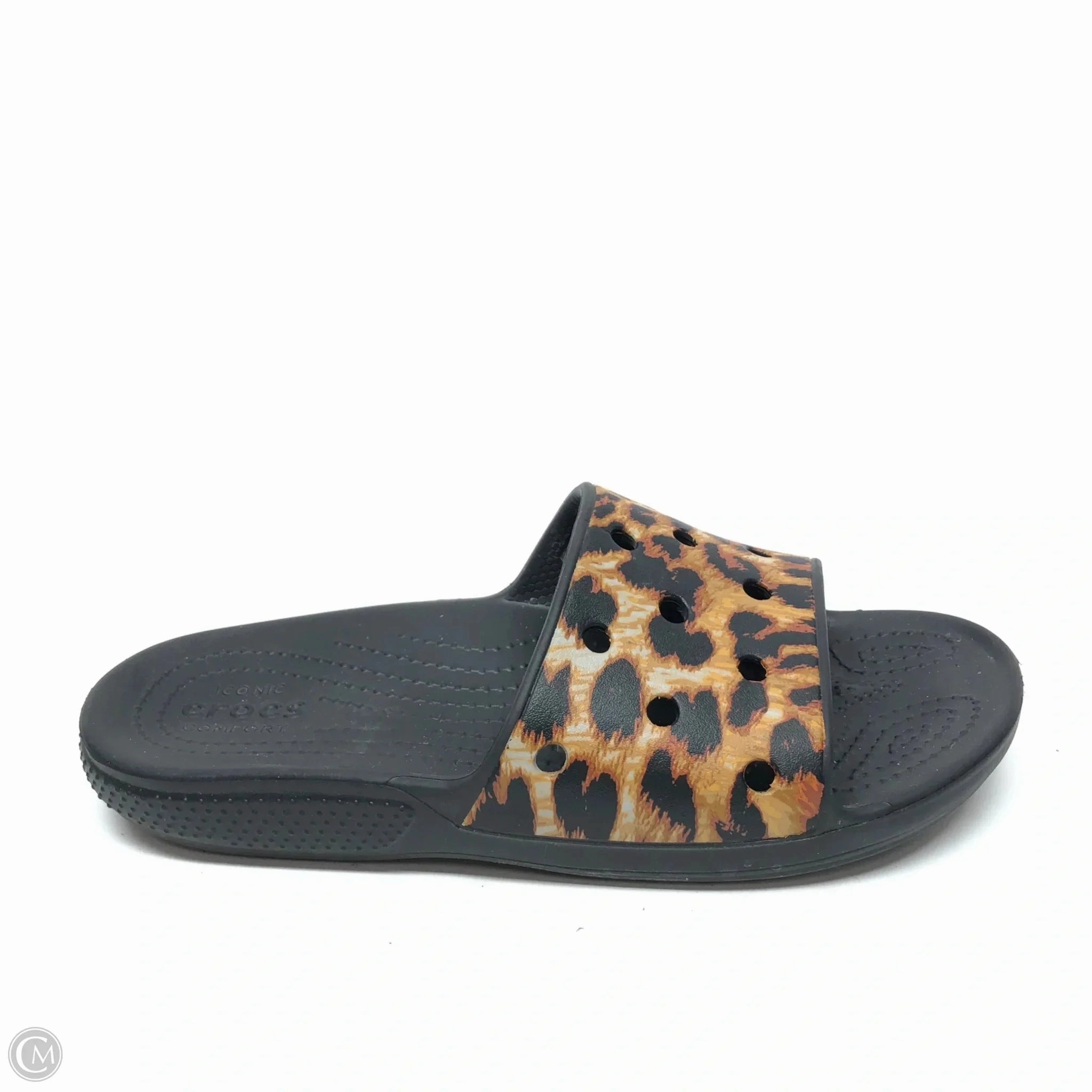 Sandals Flats By Crocs In Leopard Print, Size: 9 Crocs clogs with lightweight comfort