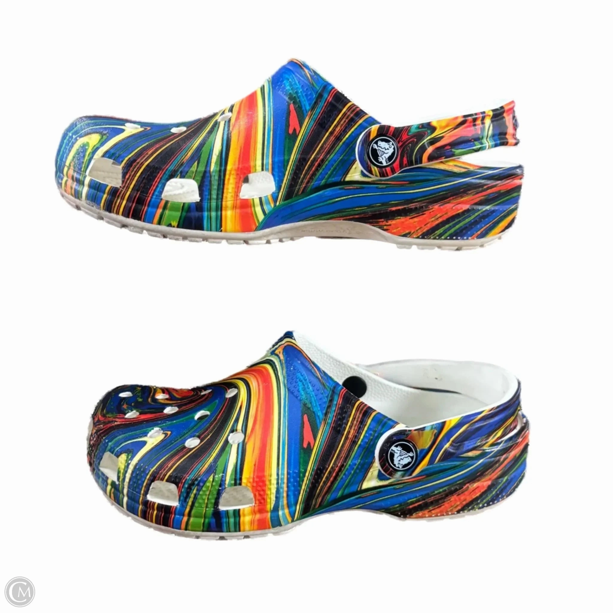 Sandals Flats By Crocs In Multi-colored, Size: 7 Lightweight Clogs