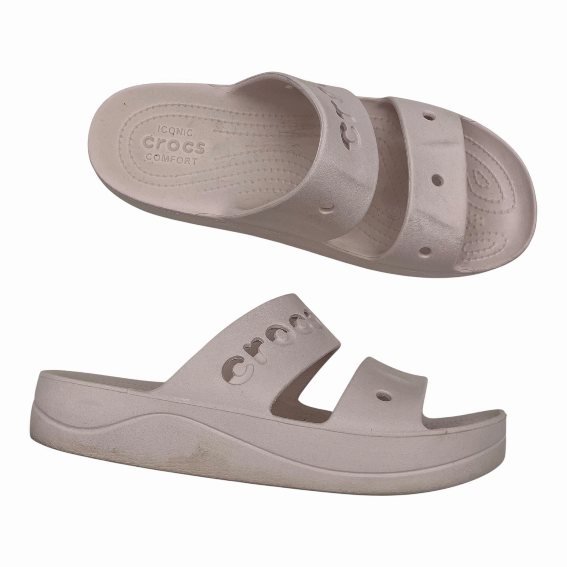 Sandals Flats By Crocs In Pink, Size:10 Lightweight Clogs