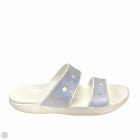 Sandals Flats By Crocs In Silver & White, Size: 7 Crocs clogs with lightweight comfort