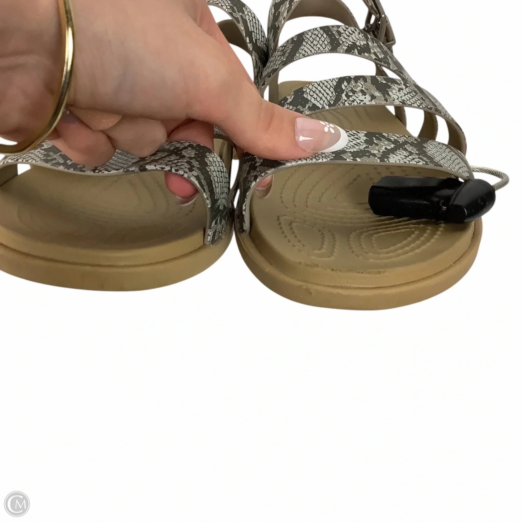 Sandals Flats By Crocs In Snakeskin Print, Size: 7 Lightweight Clogs