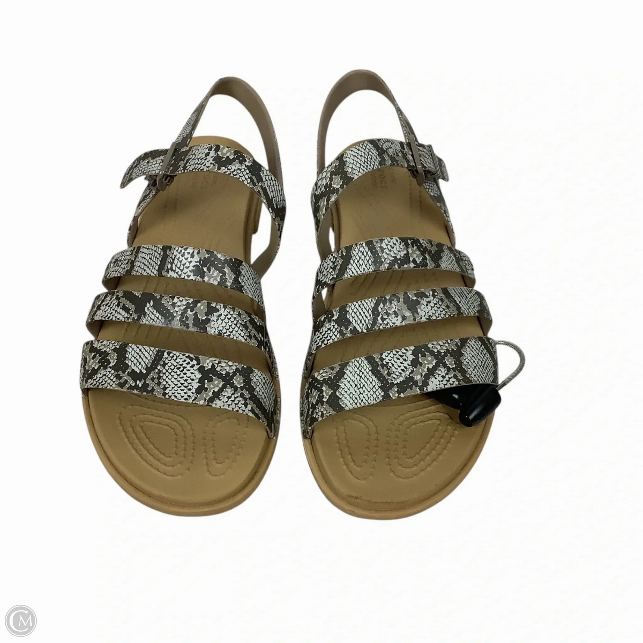 Sandals Flats By Crocs In Snakeskin Print, Size: 7 Lightweight Clogs