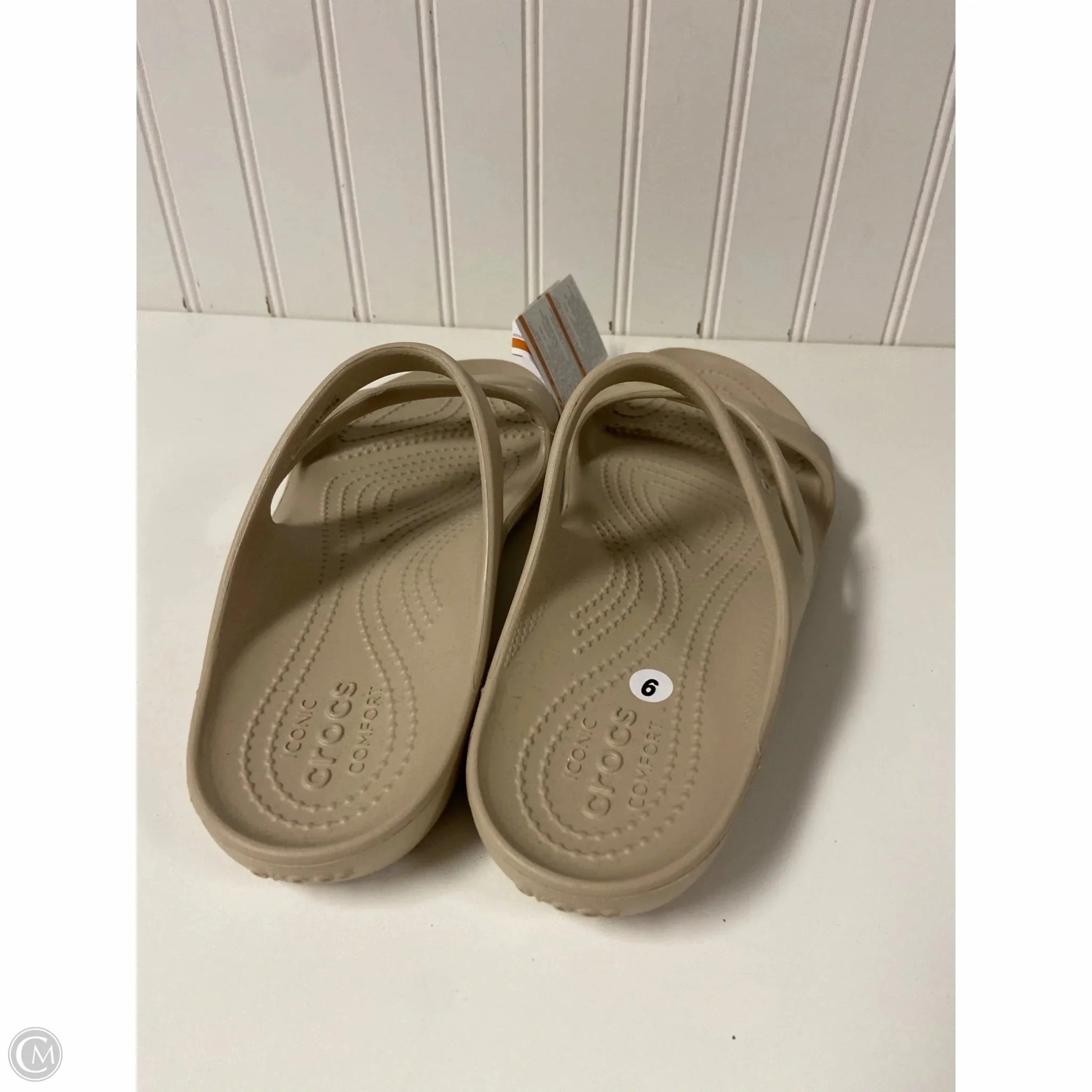 Sandals Flats By Crocs In Taupe, Size: 9 Lightweight Clogs