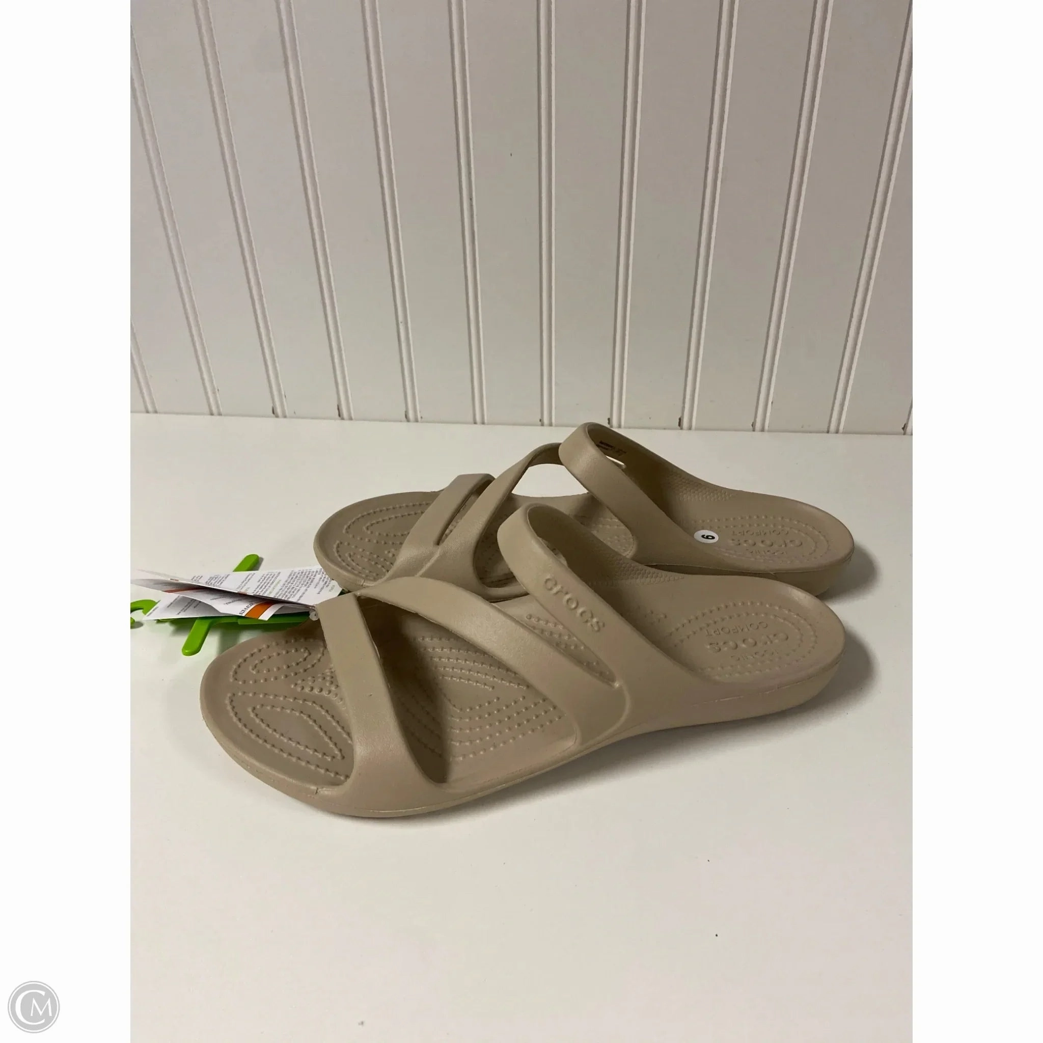 Sandals Flats By Crocs In Taupe, Size: 9 Lightweight Clogs