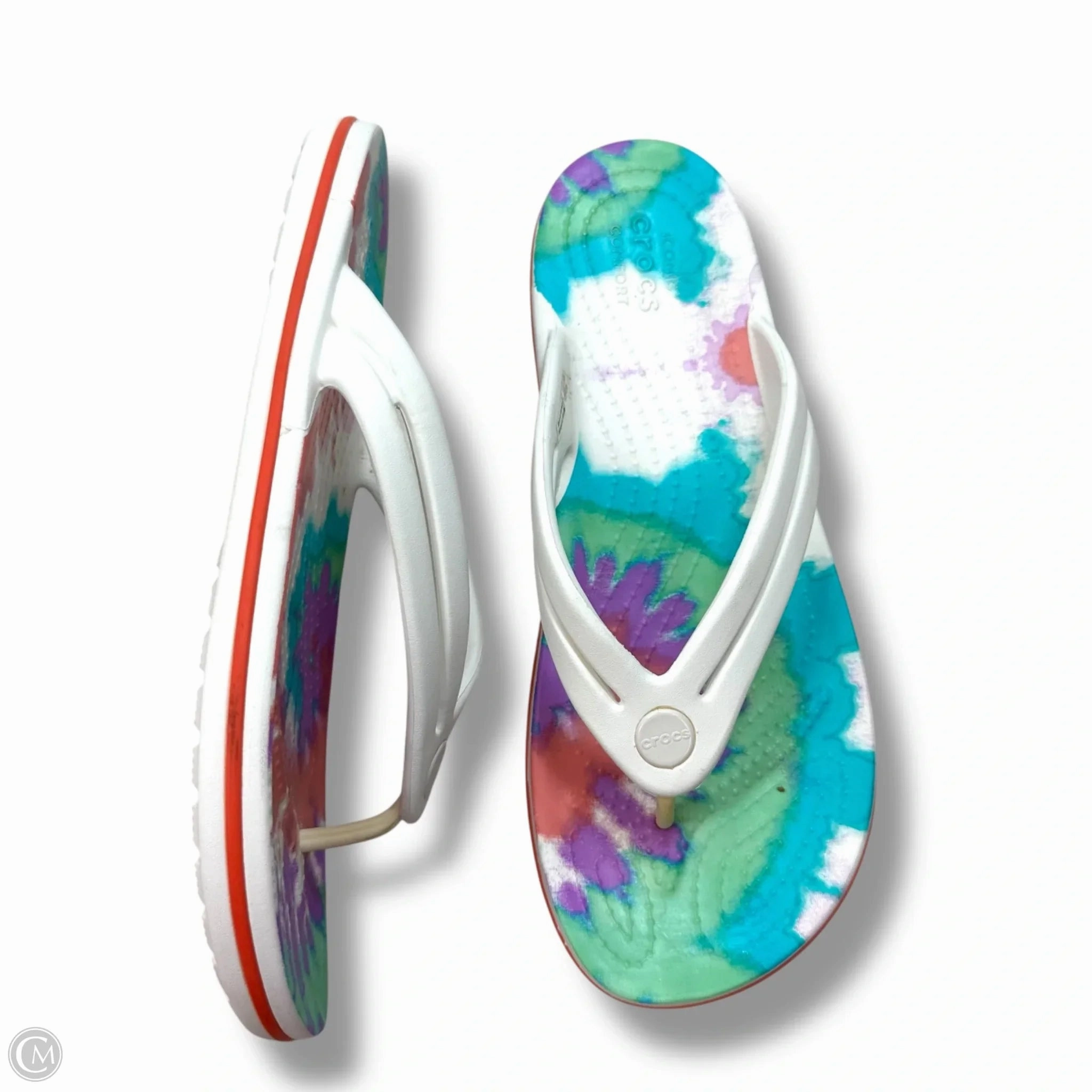 Sandals Flip Flops By Crocs In Tie Dye Print, Size: 9 Lightweight Clogs