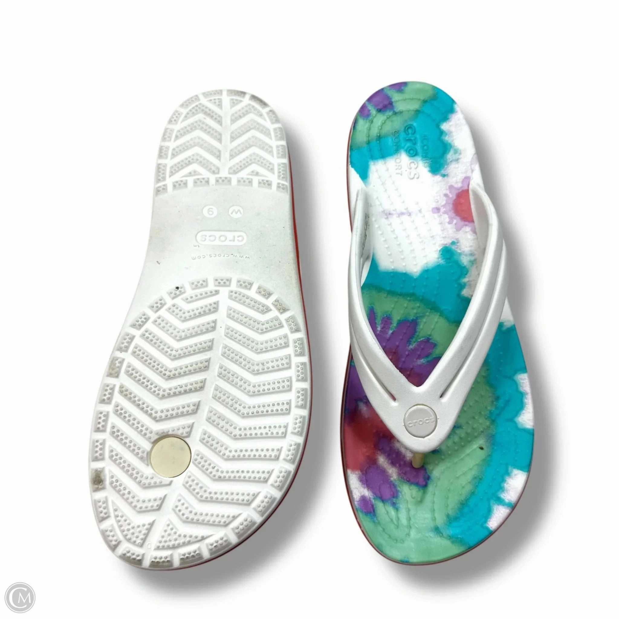 Sandals Flip Flops By Crocs In Tie Dye Print, Size: 9 Lightweight Clogs