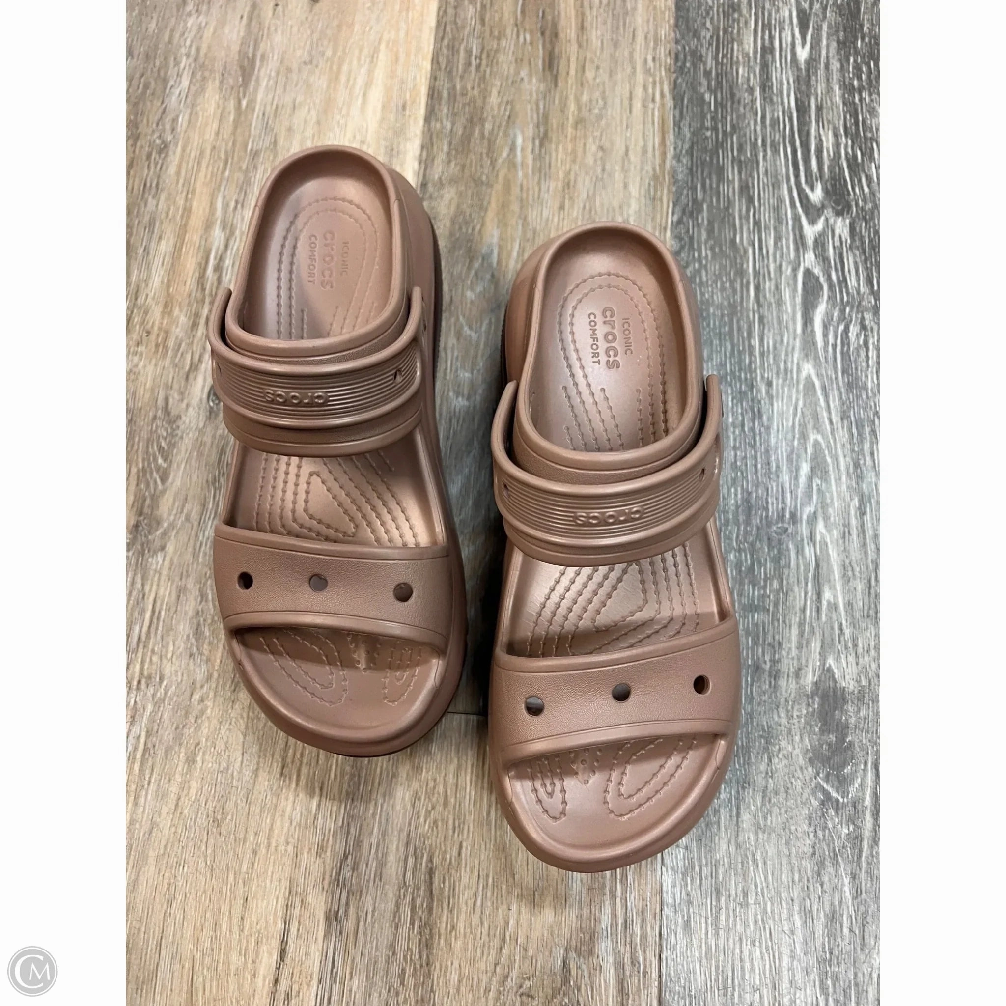 Sandals Heels Block By Crocs In Tan, Size: 10 Lightweight Clogs