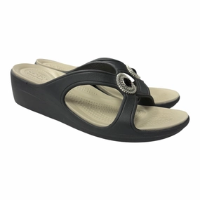 Sandals Heels Wedge By Crocs In Black, Size:10 Crocs clogs with lightweight comfort