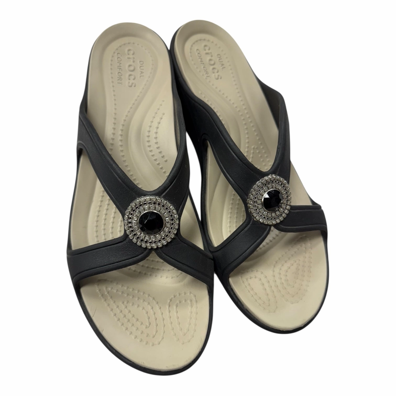 Sandals Heels Wedge By Crocs In Black, Size:10 Lightweight Clogs
