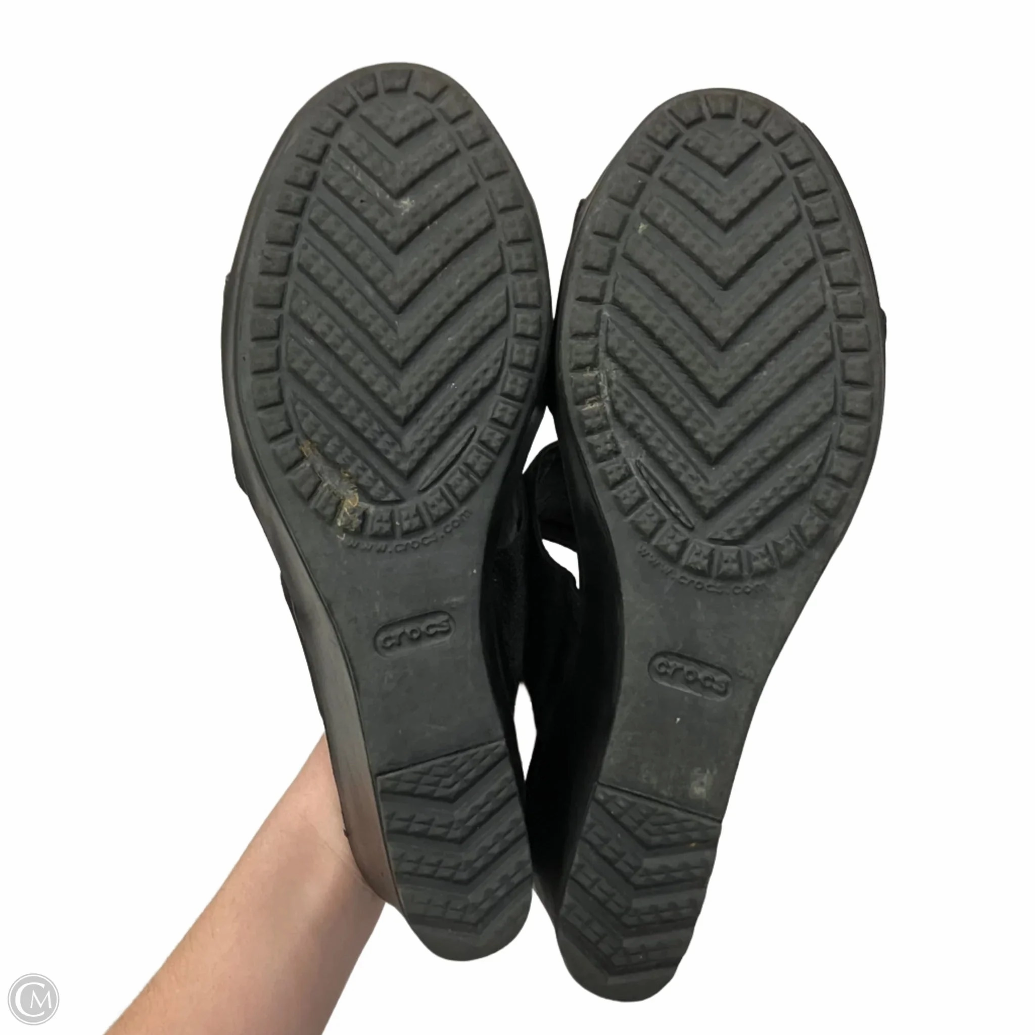 Sandals Heels Wedge By Crocs In Black, Size: 11 Lightweight Clogs