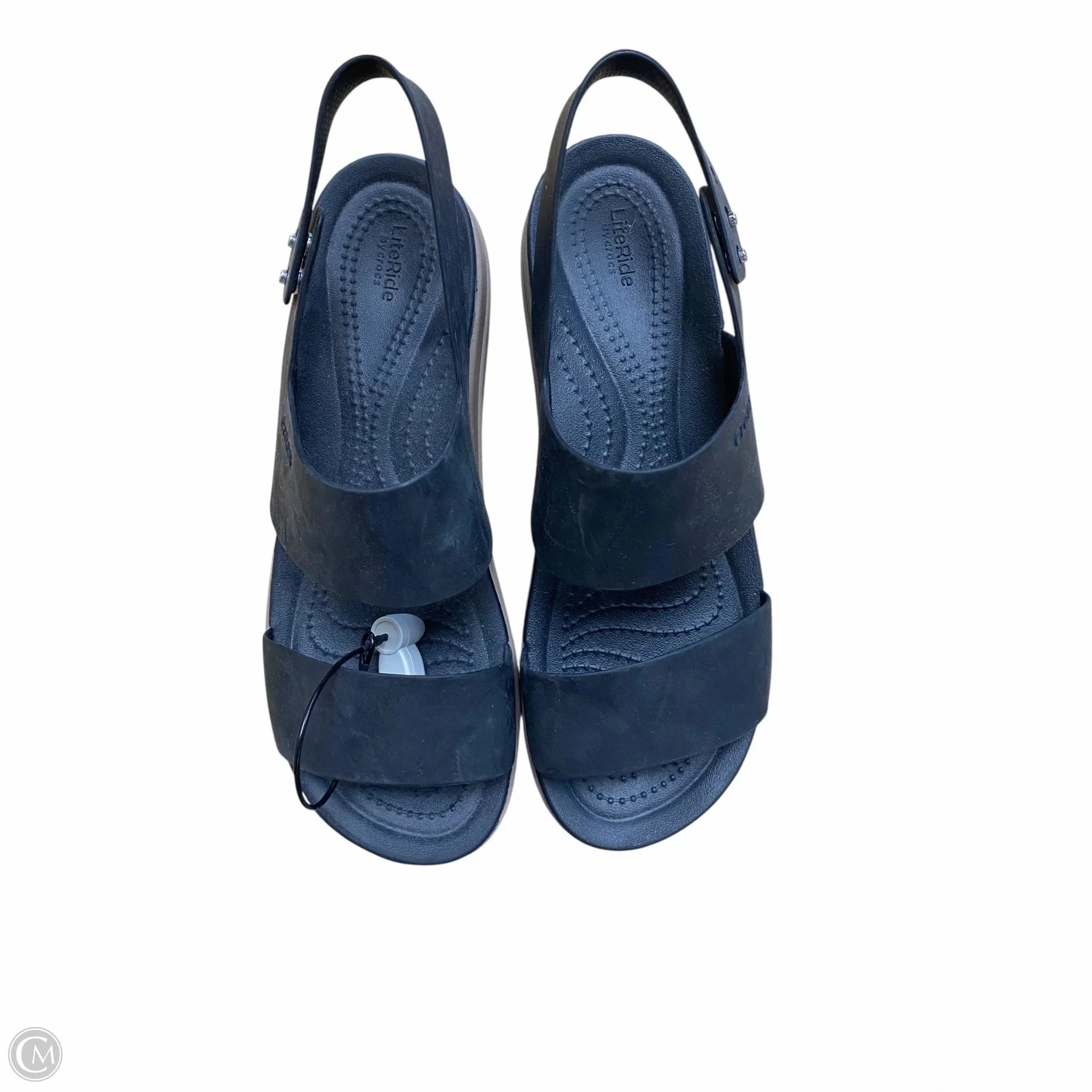 Sandals Heels Wedge By Crocs In Black, Size: 8 Crocs clogs with lightweight comfort