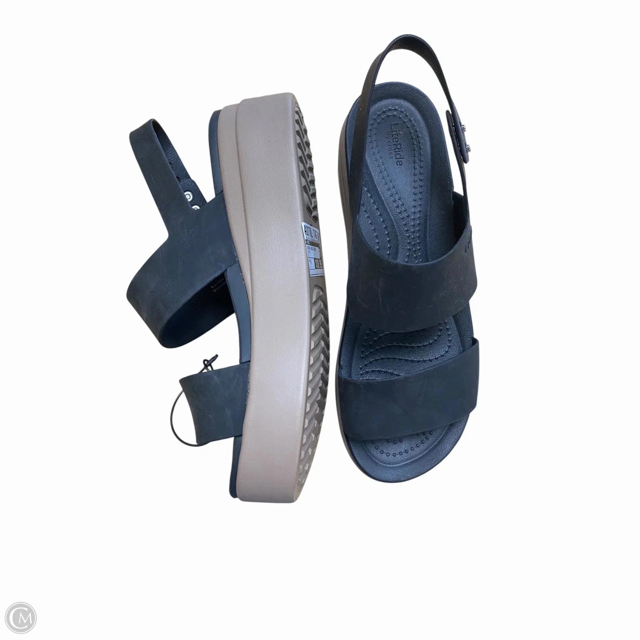 Sandals Heels Wedge By Crocs In Black, Size: 8 Lightweight Clogs