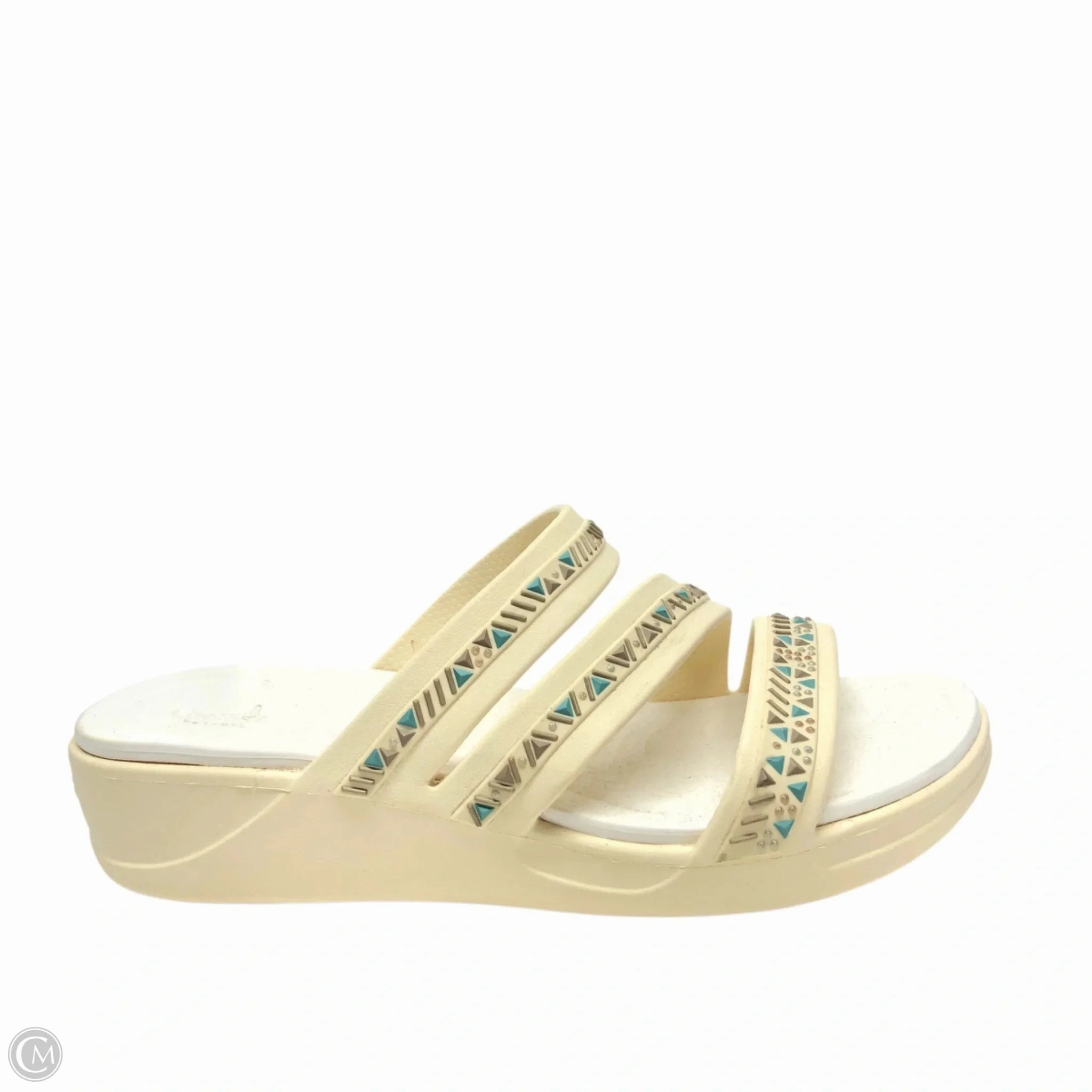 Sandals Heels Wedge By Crocs In Cream, Size: 9 Crocs clogs with lightweight comfort