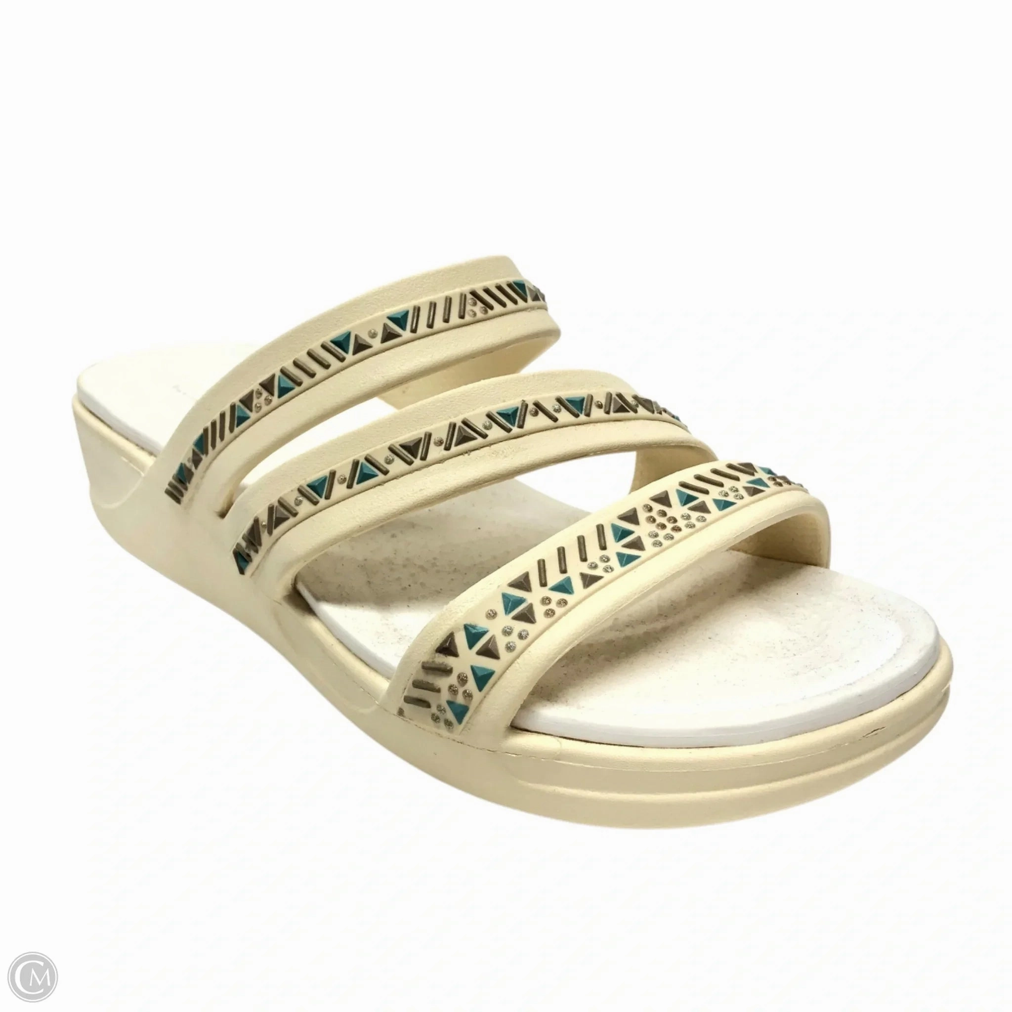 Sandals Heels Wedge By Crocs In Cream, Size: 9 Lightweight Clogs