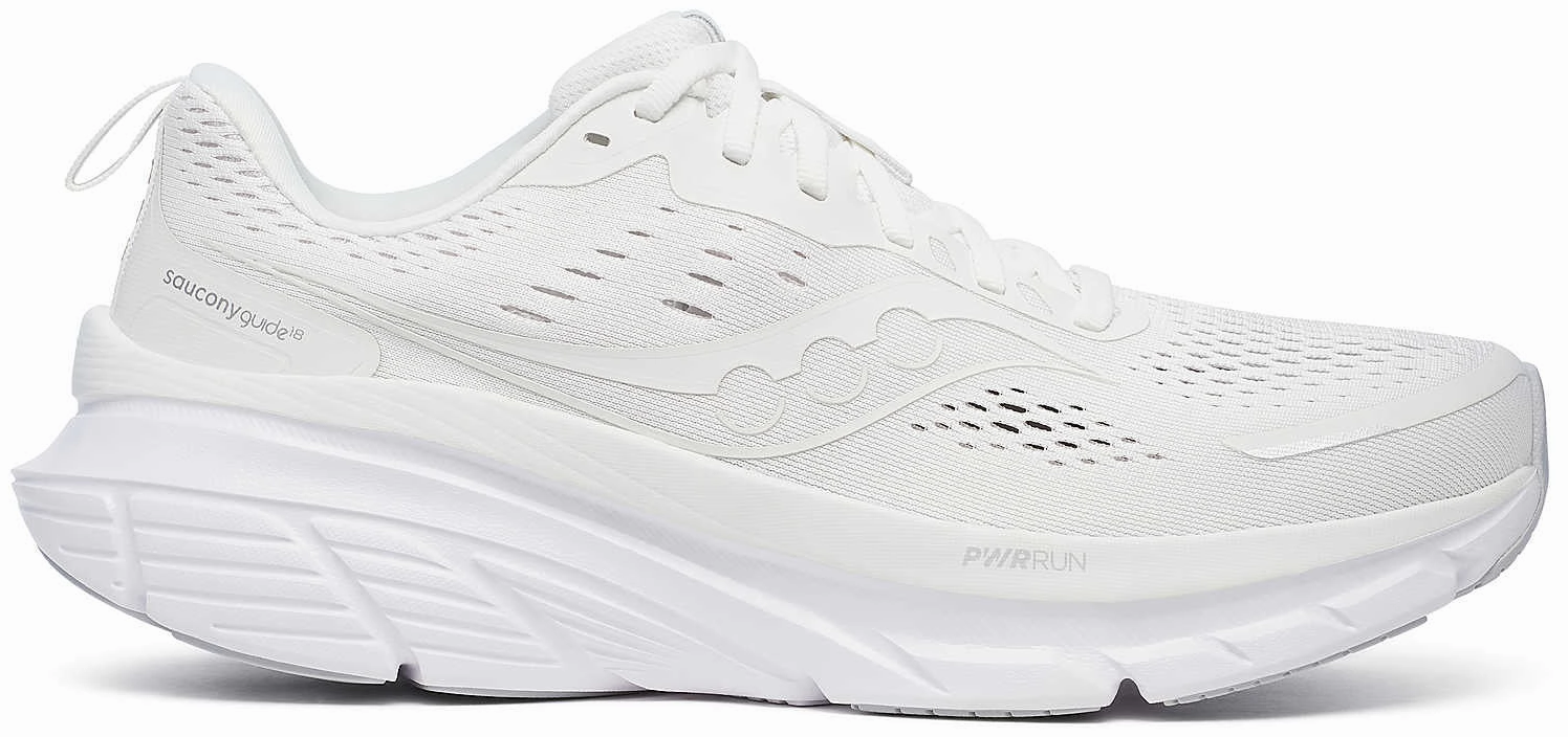 Saucony Guide 18 Mens Running Shoes - White Saucony running shoes with stability support