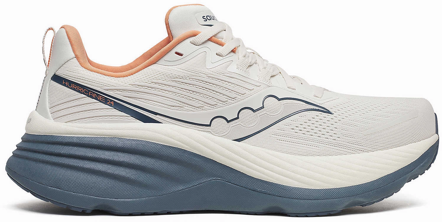 Saucony Hurricane 24 Mens Running Shoes - White Saucony running shoes with stability support