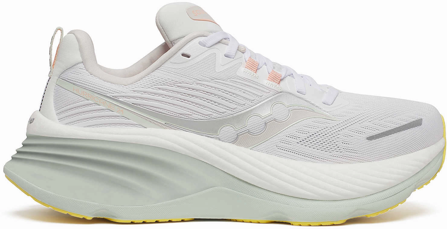 Saucony Hurricane 24 Womens Running Shoes - White Saucony running shoes with stability support