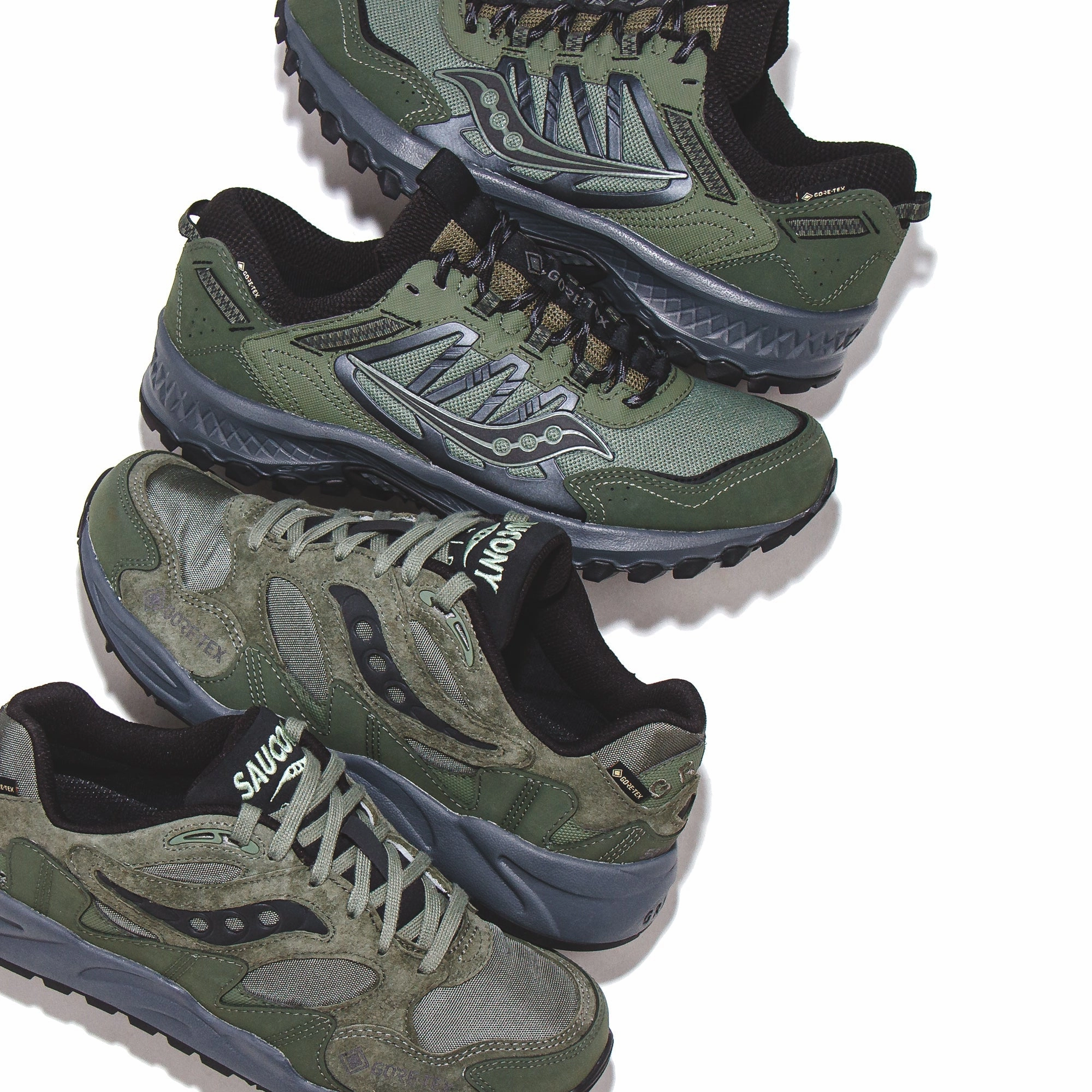 Saucony Men Grid Peak GTX Gore-Tex Forest Black S70849-2 Saucony high-speed running shoes