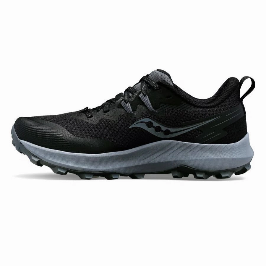 Saucony Peregrine 14 Wide | Black / Carbon | Womens Saucony high-speed running shoes
