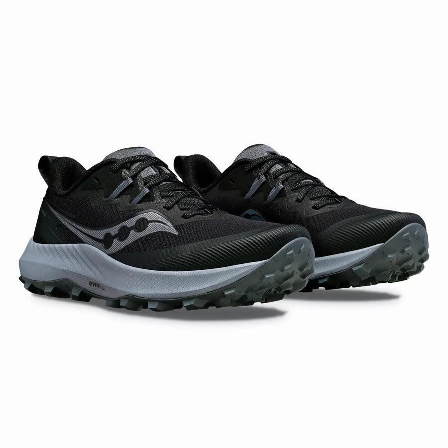 Saucony Peregrine 14 Wide | Black / Carbon | Womens Saucony high-speed running shoes