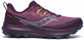 Saucony Peregrine 14 Womens Trail Running Shoes - Purple Saucony running shoes with stability support