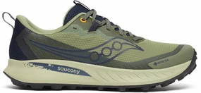 Saucony Peregrine 15 GORE-TEX Mens Trail Running Shoes - Green Saucony running shoes with stability support