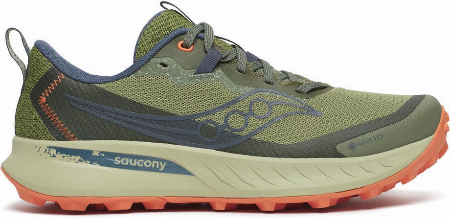 Saucony Peregrine 15 GORE-TEX Womens Trail Running Shoes - Green Saucony running shoes with stability support