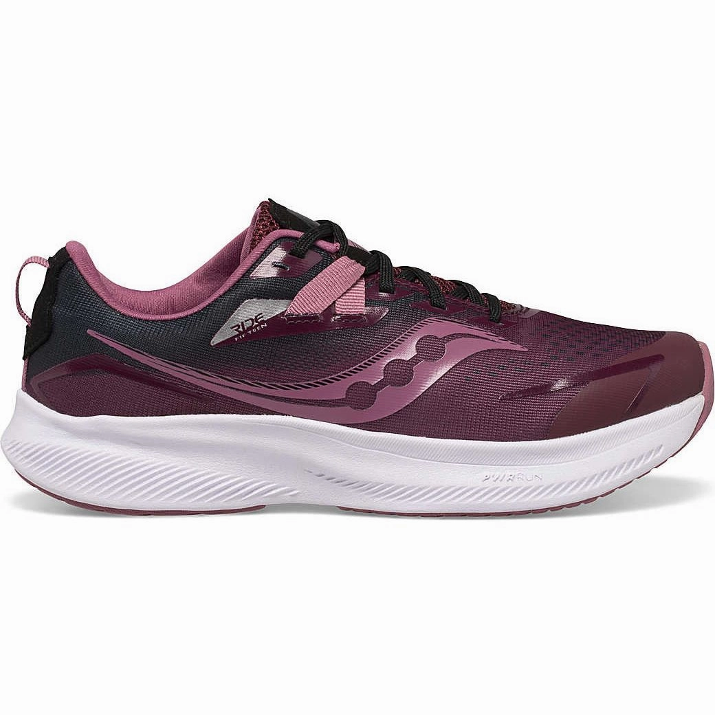 Saucony Ride 15 Junior Running Shoes - Red Saucony running shoes with stability support
