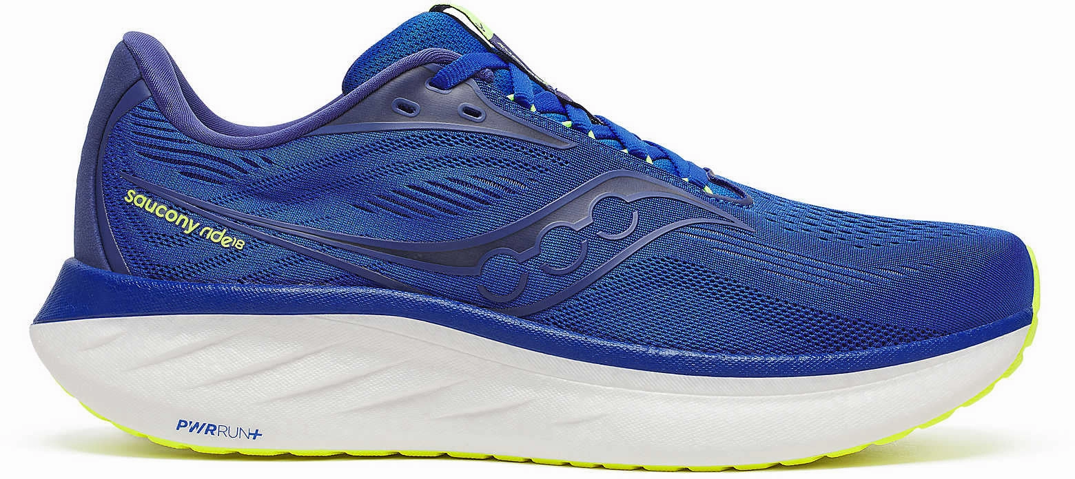 Saucony Ride 18 Mens Running Shoes - Blue Saucony running shoes with stability support
