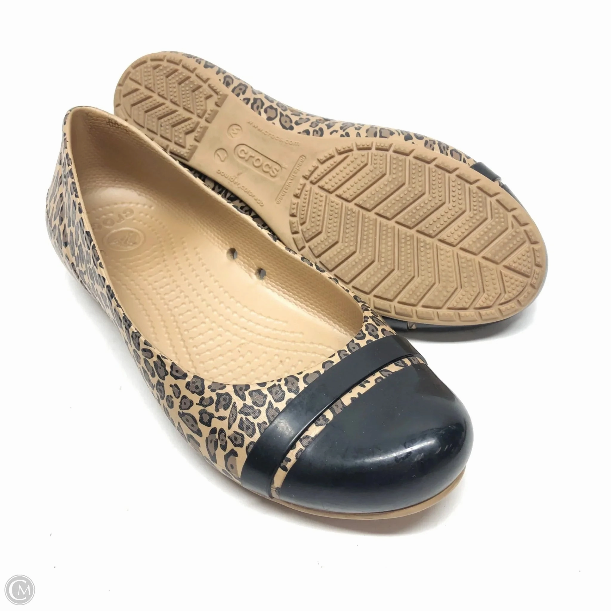 Shoes Flats By Crocs In Animal Print, Size: 7 Lightweight Clogs