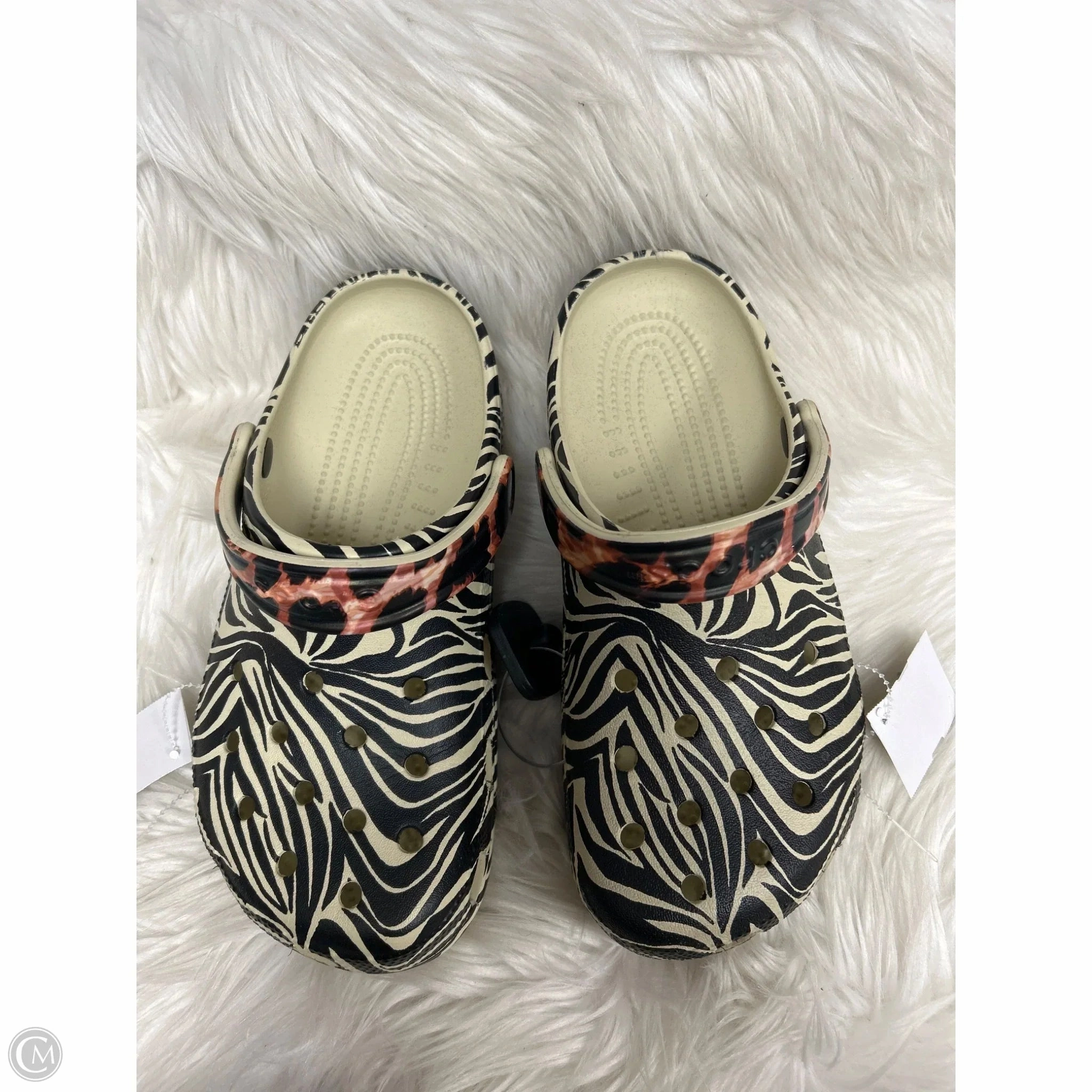 Shoes Flats By Crocs In Animal Print, Size: 8 Lightweight Clogs