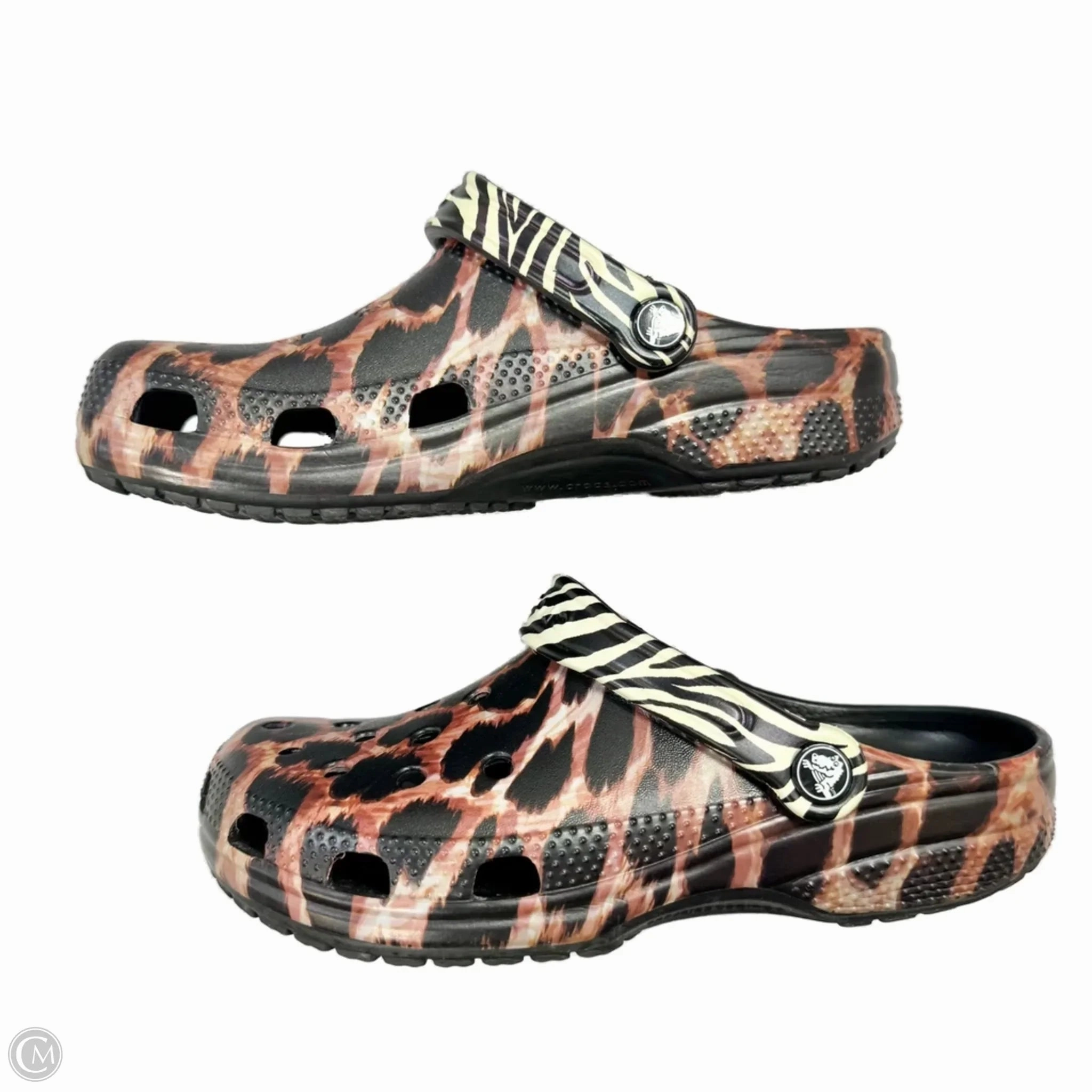 Shoes Flats By Crocs In Animal Print, Size: 8 Lightweight Clogs