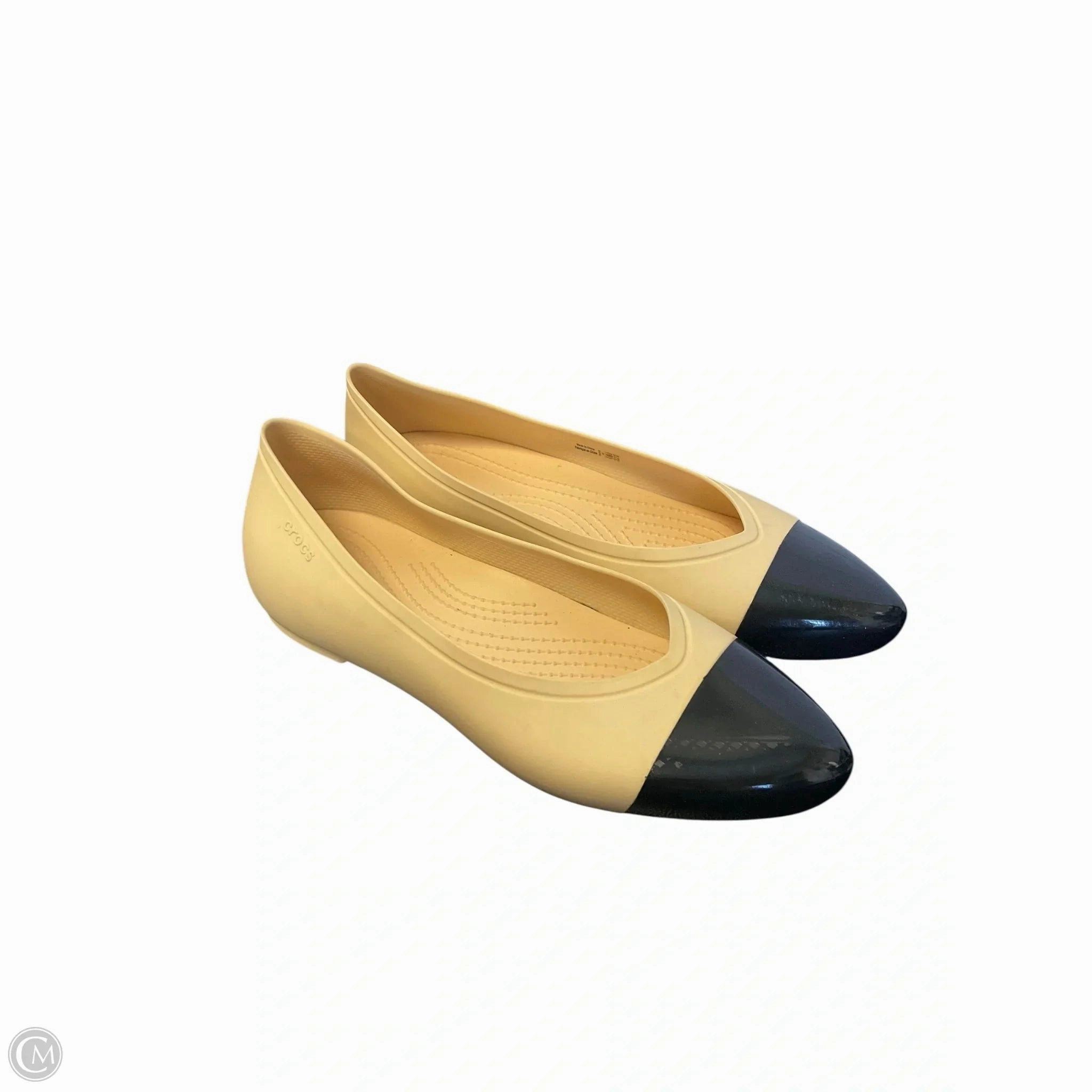 Shoes Flats By Crocs In Black & Cream, Size: 8 Lightweight Clogs