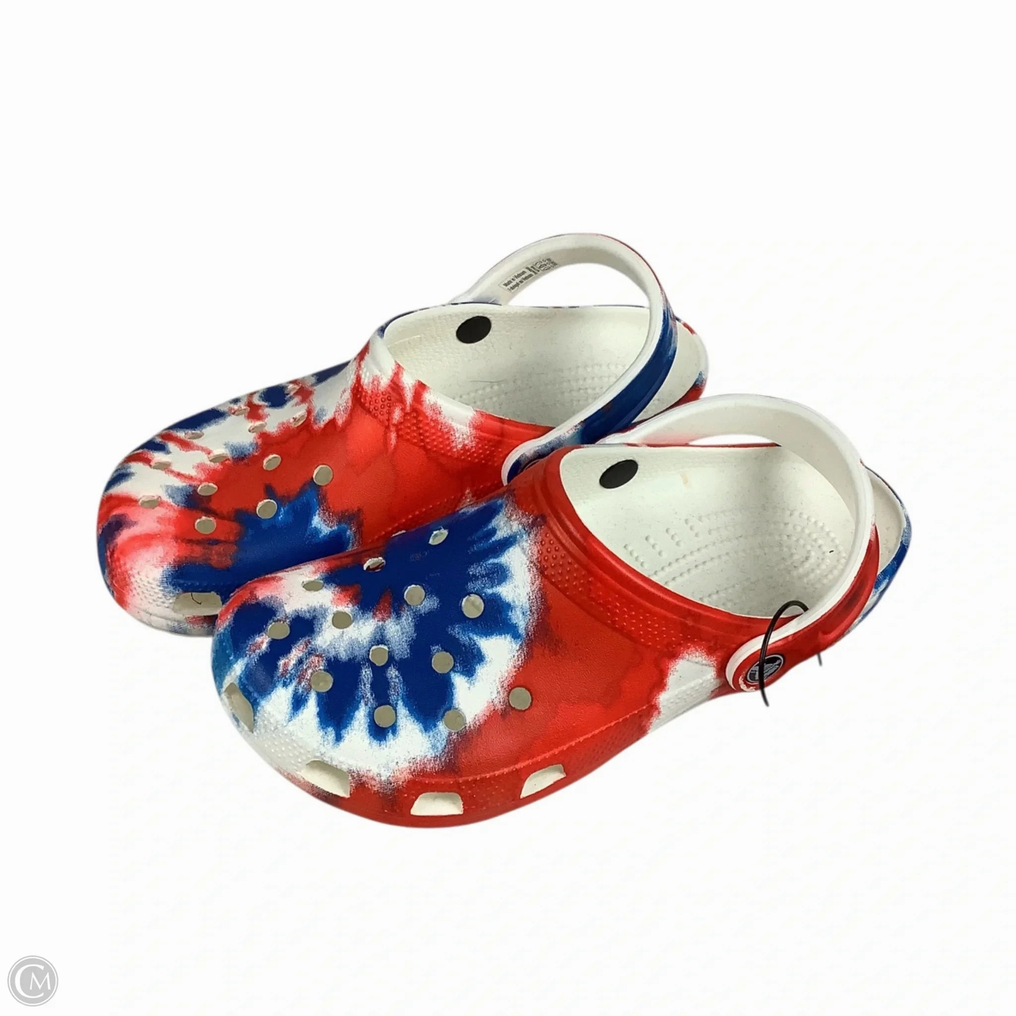 Shoes Flats By Crocs In Blue & Red & White, Size: 9 Crocs clogs with lightweight comfort
