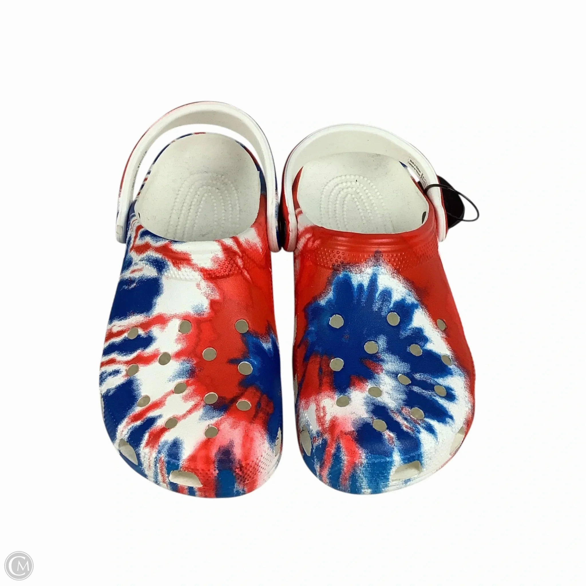 Shoes Flats By Crocs In Blue & Red & White, Size: 9 Lightweight Clogs