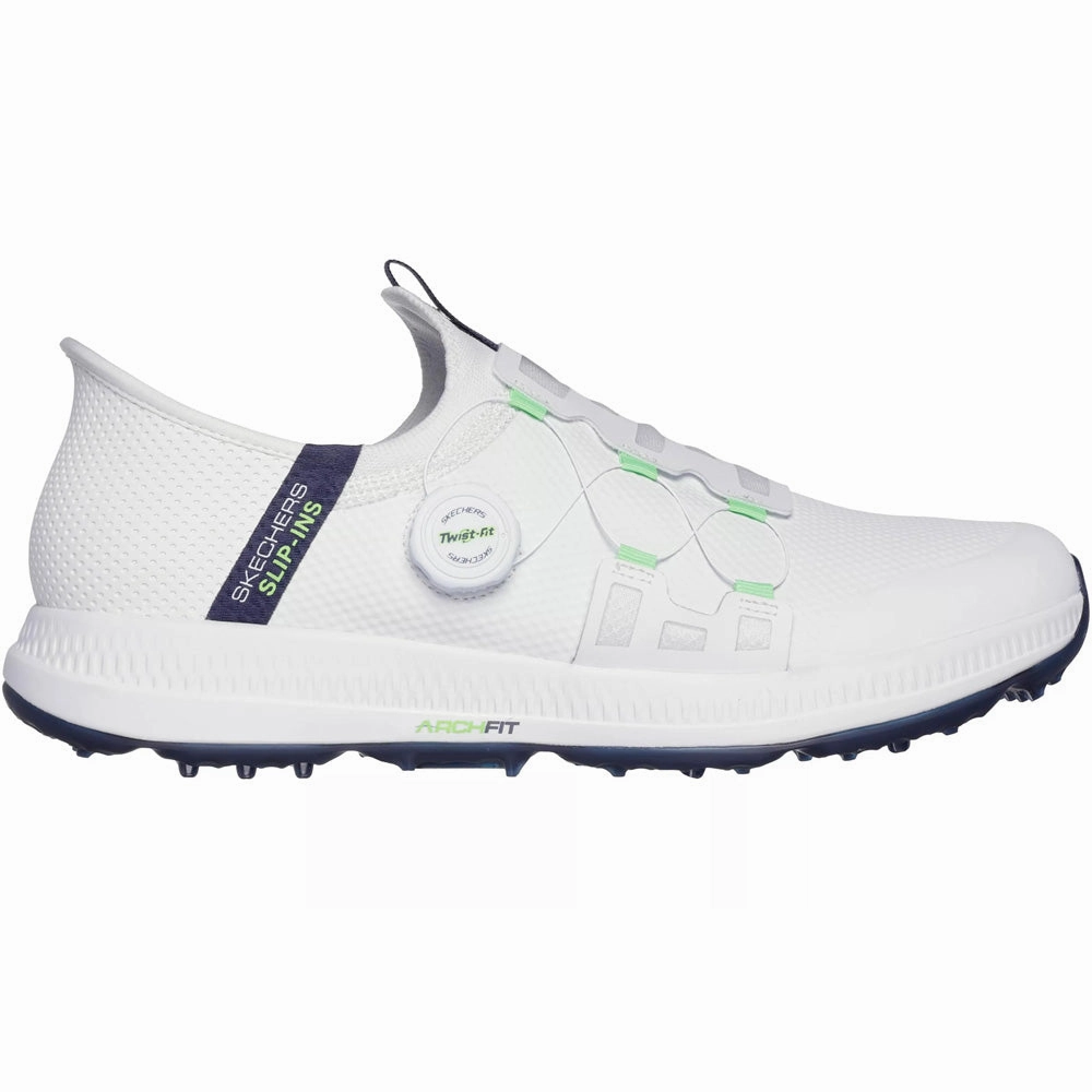 Skechers Elite 5 Slip-Ins Spikeless Waterproof Shoes - White/Navy Skechers golf footwear